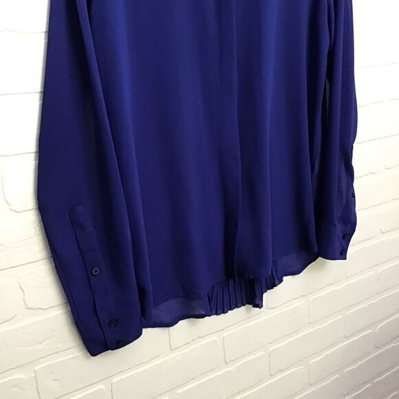 OLIVE & Oak blue button down shirt sheer cobalt blue shirt long sleeves medium - Picture 6 of 12